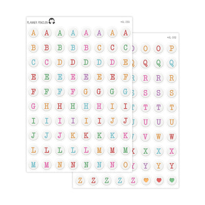 Jumbo Bead Colorful Alphabet Stickers // #AL-08AB