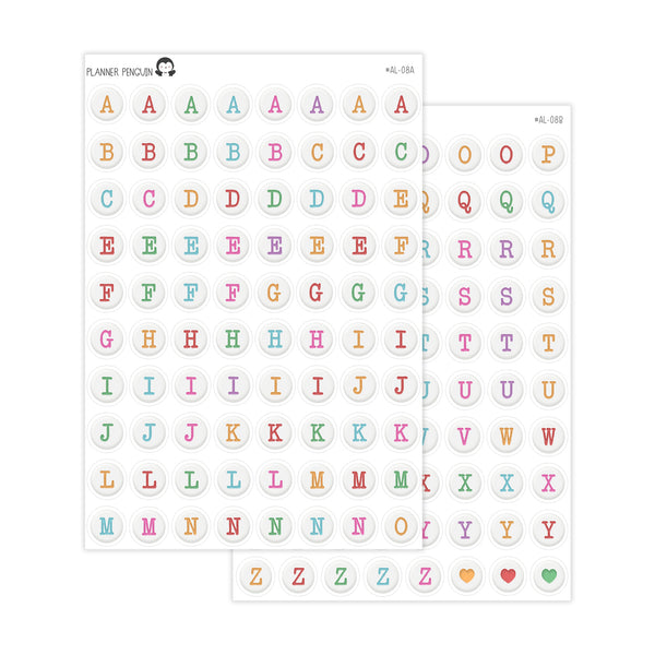 Jumbo Bead Colorful Alphabet Stickers // #AL-08AB