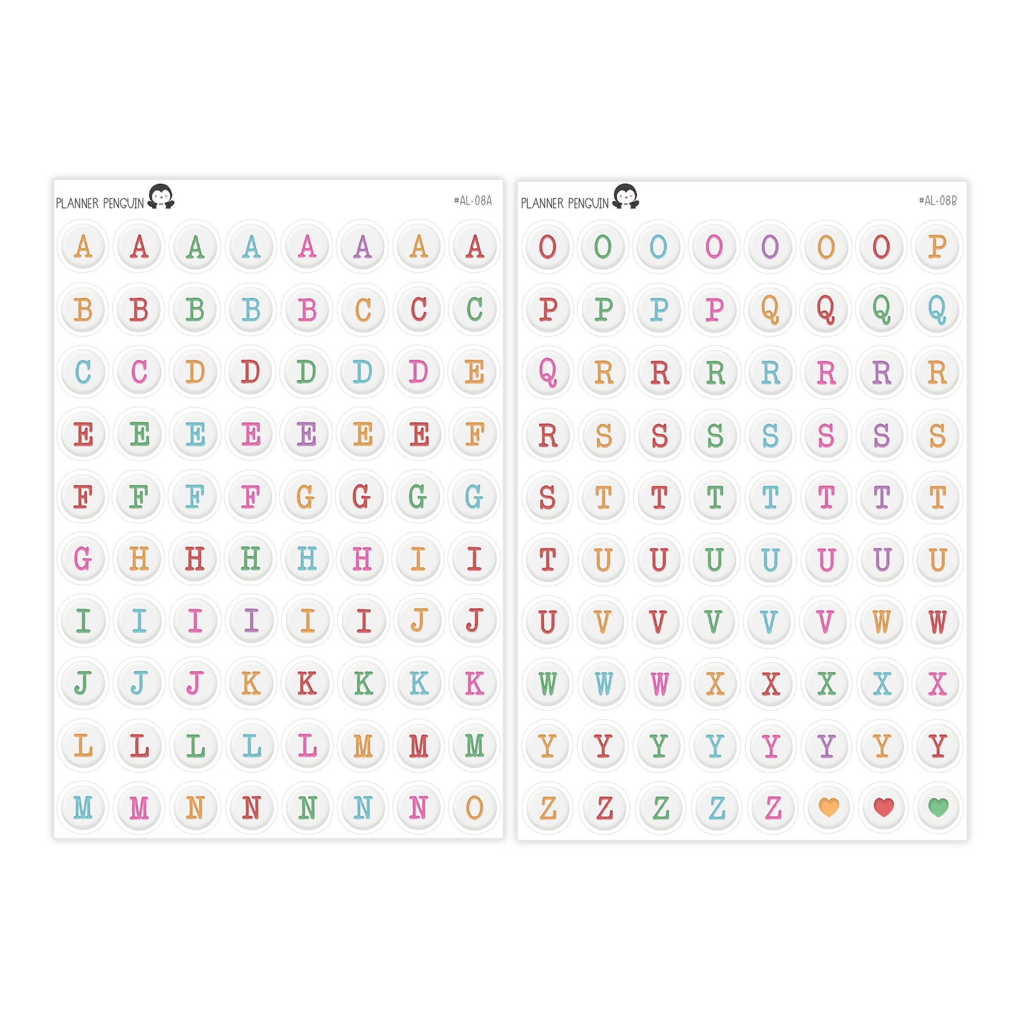 Jumbo Bead Colorful Alphabet Stickers // #AL-08AB