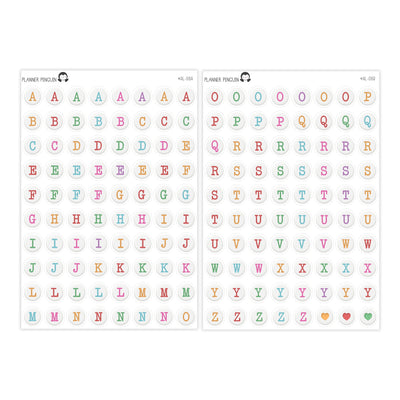 Jumbo Bead Colorful Alphabet Stickers // #AL-08AB