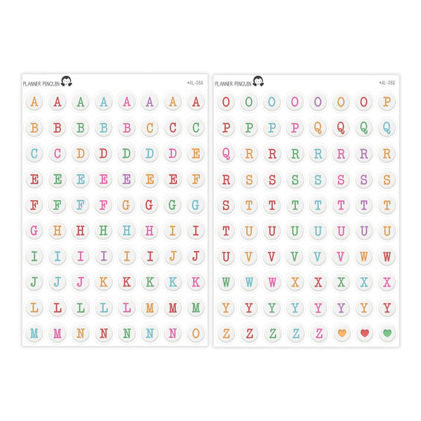 Jumbo Bead Colorful Alphabet Stickers // #AL-08AB