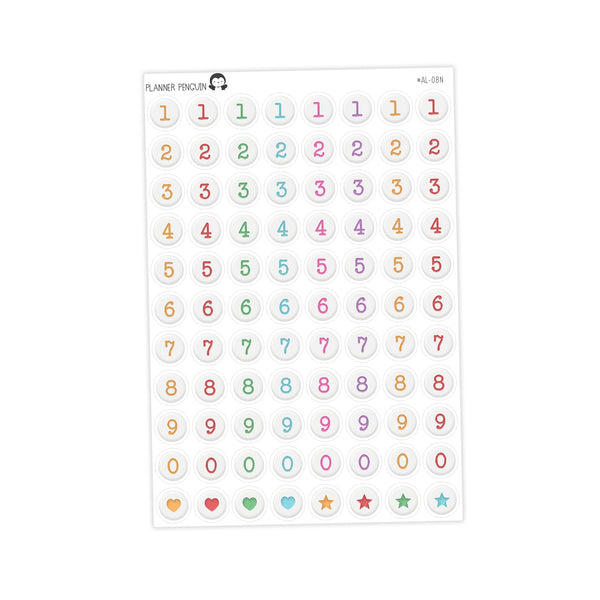 Jumbo Bead Colorful Number Stickers - Junk journal Alphabet | Scrapbook // #AL-08N