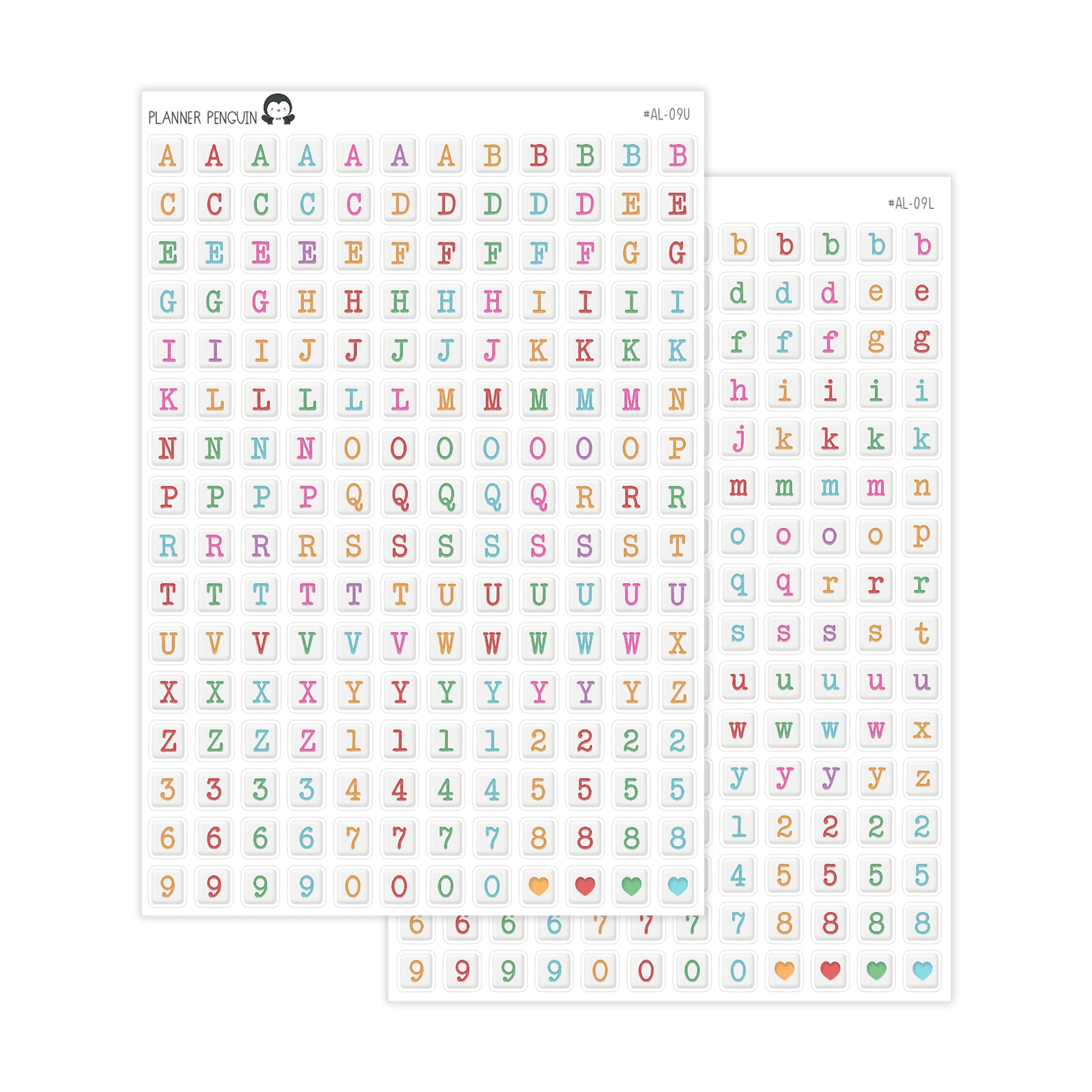 Square Letter Bead Colorful Alphabet Stickers// #AL-09