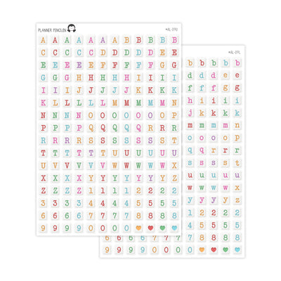 Square Letter Bead Colorful Alphabet Stickers// #AL-09