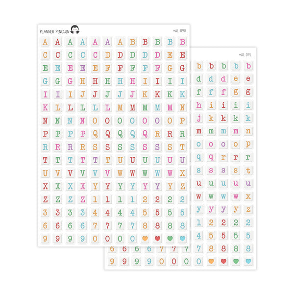 Square Letter Bead Colorful Alphabet Stickers  // #AL-09