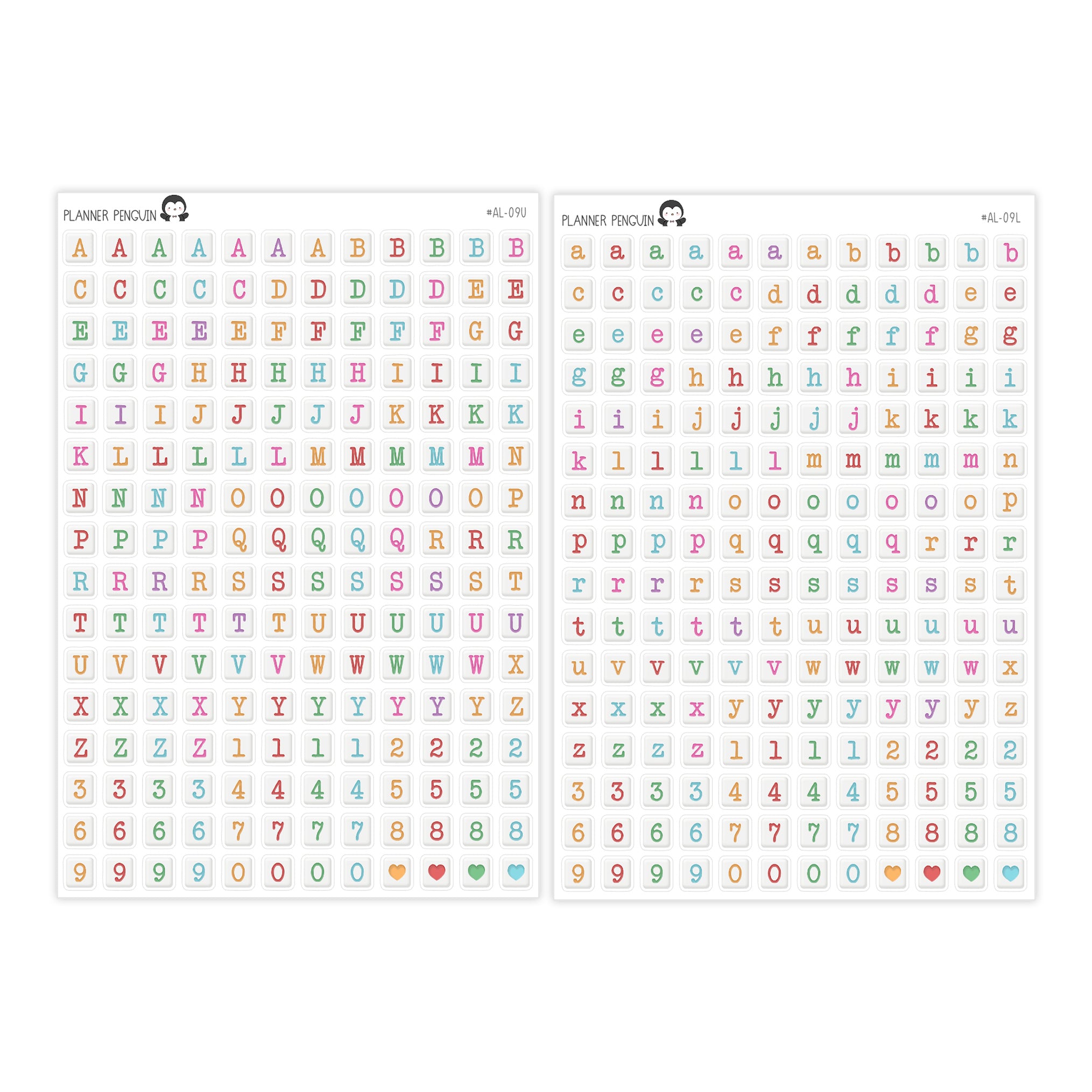 Square Letter Bead Colorful Alphabet Stickers// #AL-09