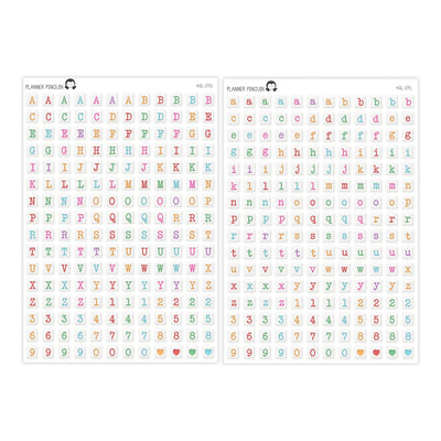 Square Letter Bead Colorful Alphabet Stickers// #AL-09