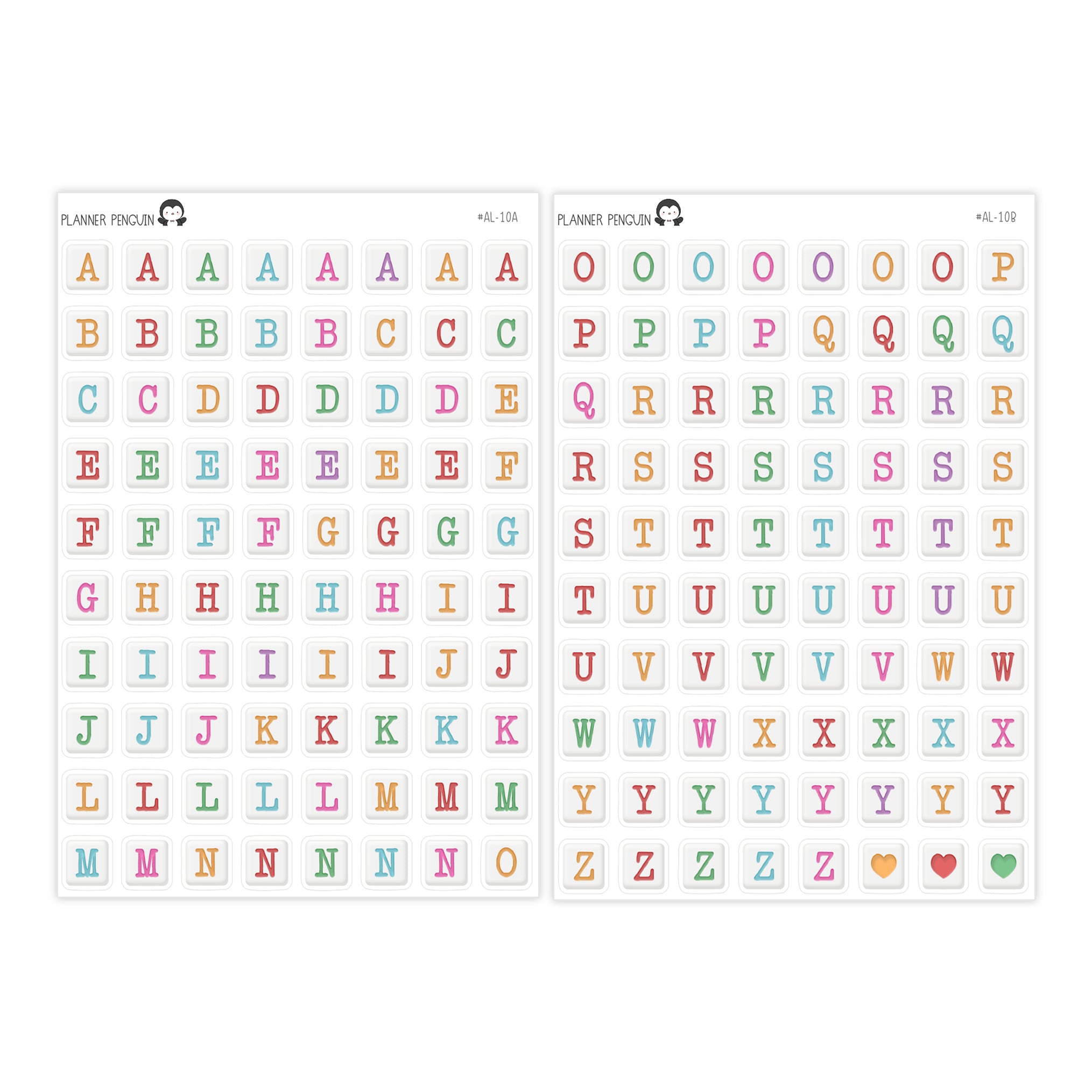 Jumbo Square Bead Colorful Alphabet Stickers // #AL-10AB