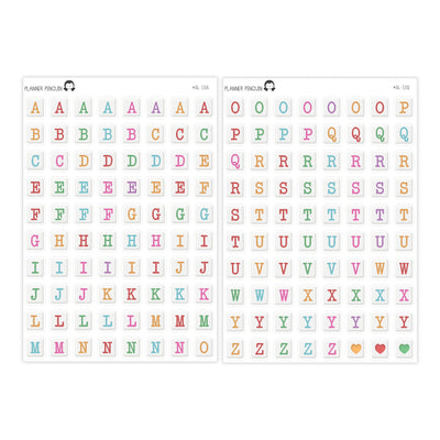 Jumbo Square Bead Colorful Alphabet Stickers // #AL-10AB