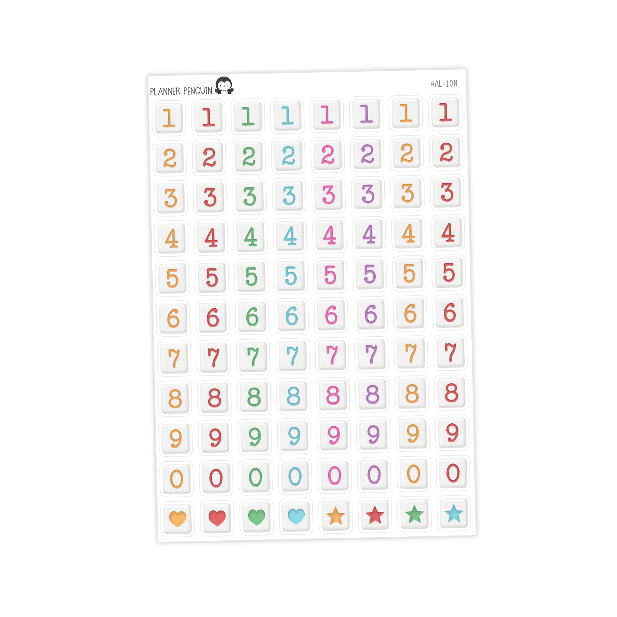 Jumbo Square Bead Colorful Number Stickers - Junk journal Alphabet | Scrapbook