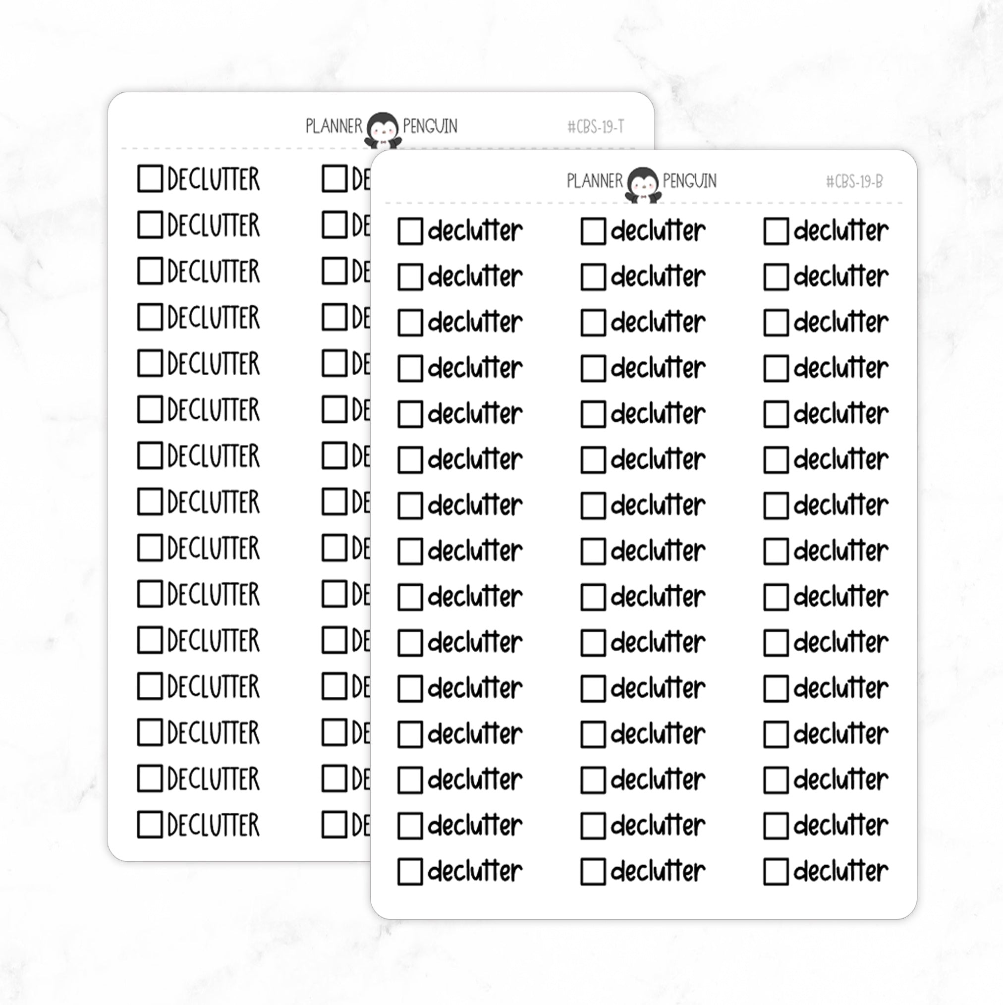 Declutter Checkbox Text Stickers | CBS-19 – Plannerpenguin