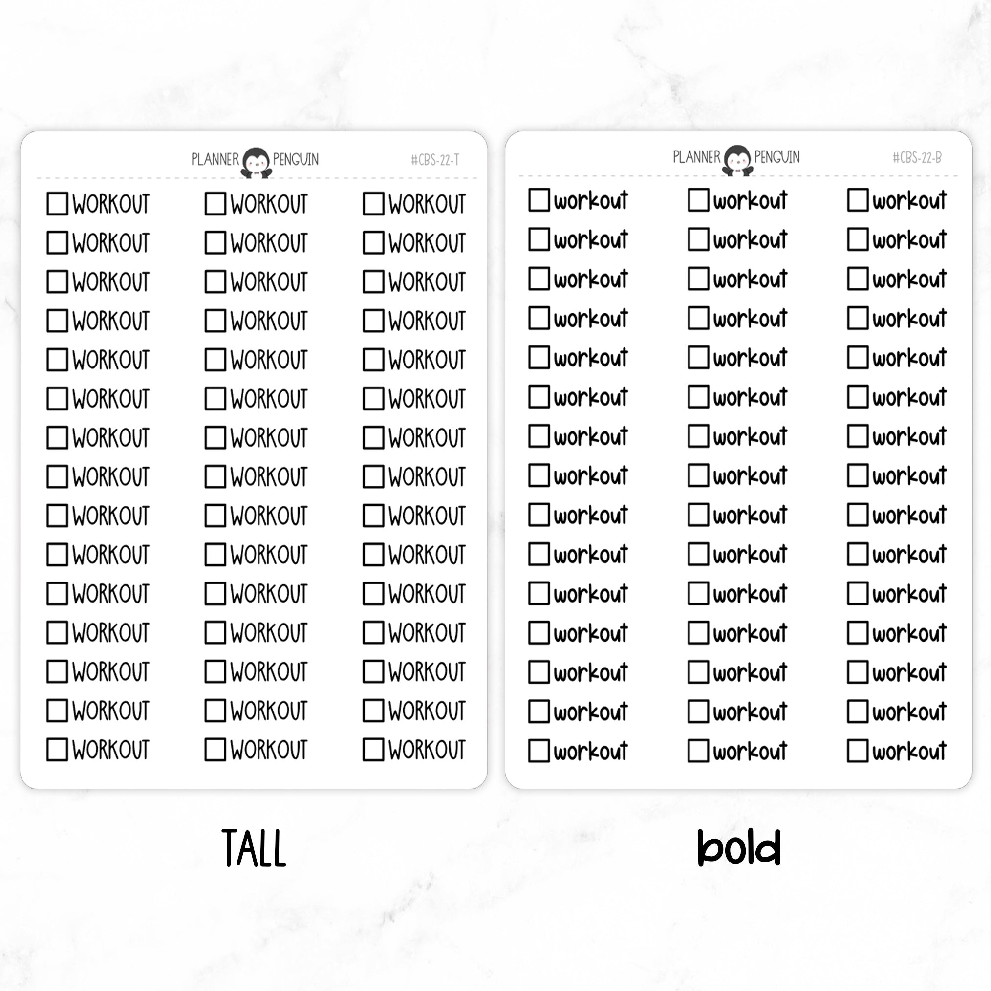 Workout Checkbox Text Stickers