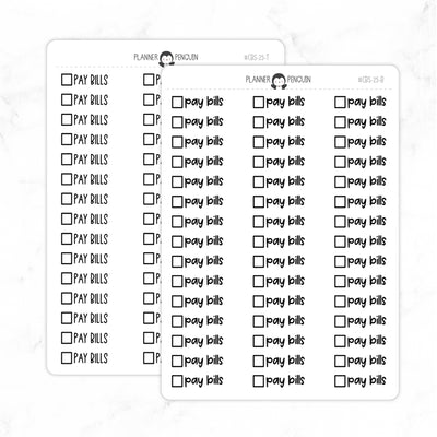 Pay Bills Checkbox Text Stickers| CBS-25