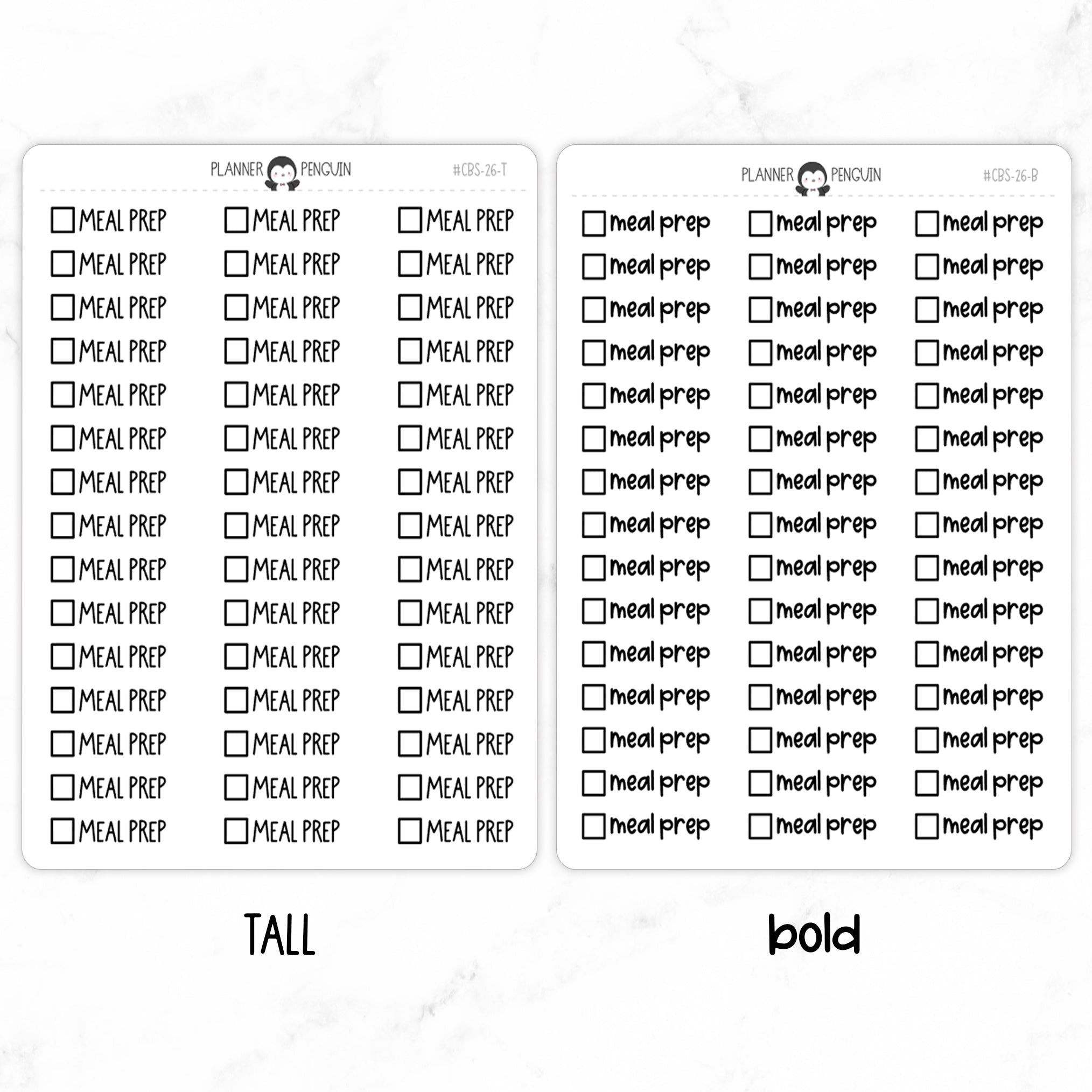 Meal Prep Checkbox Text Stickers