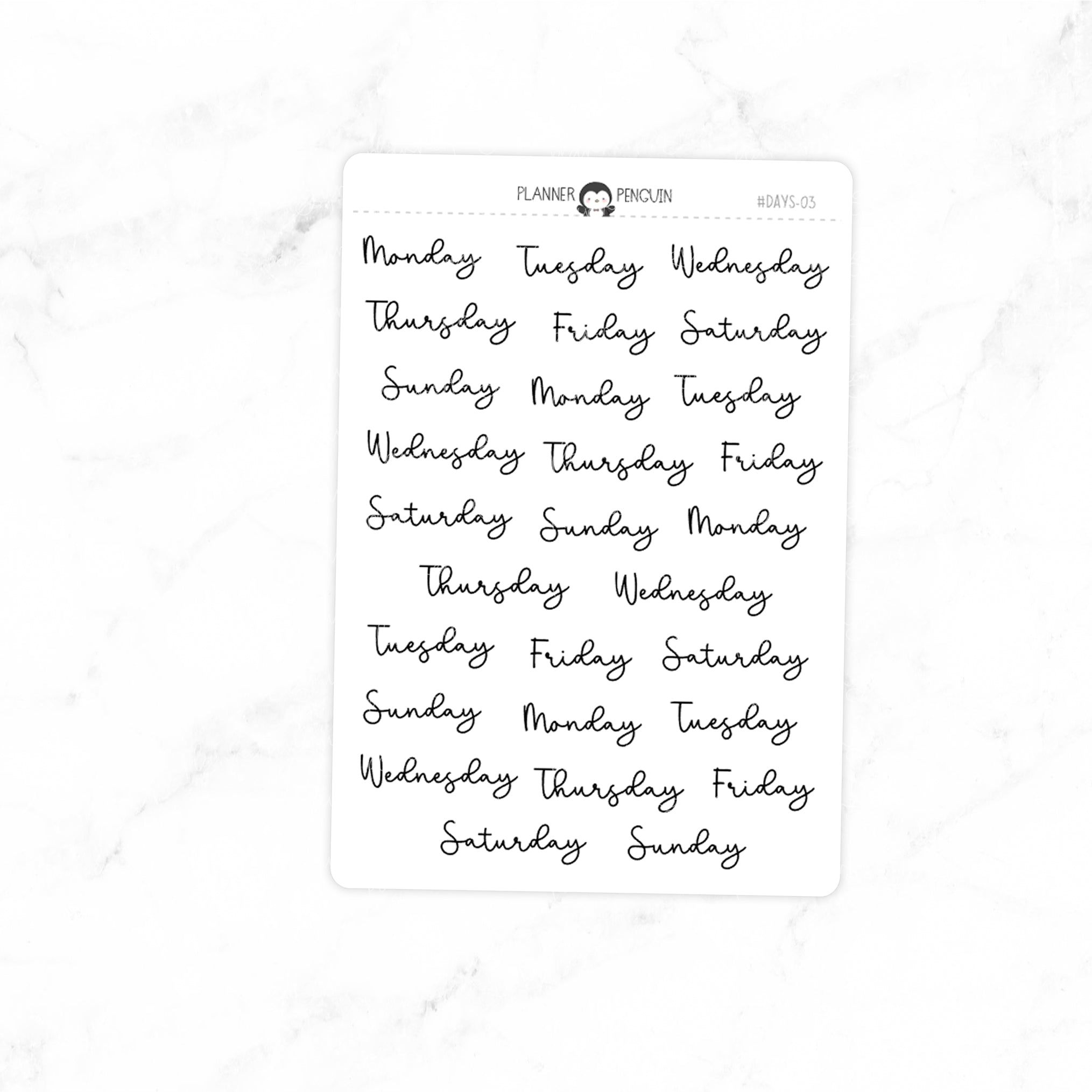Days of the Week Stickers DAYS-03