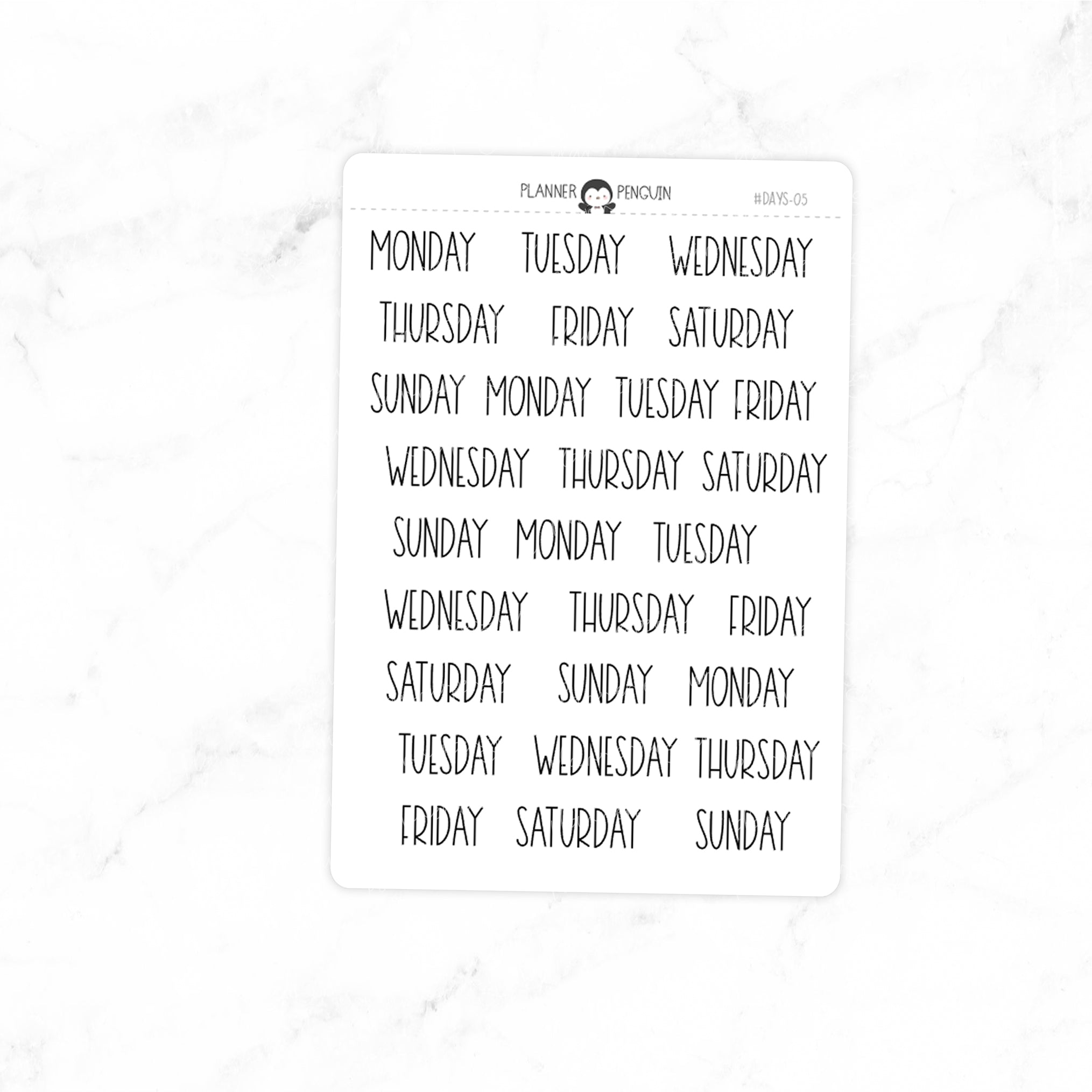 Days of the Week Stickers DAYS-05