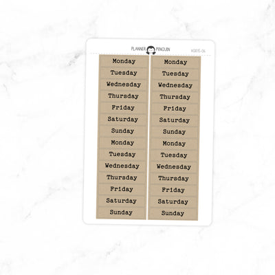 Days of the week labels Stickers // #DAYS-06