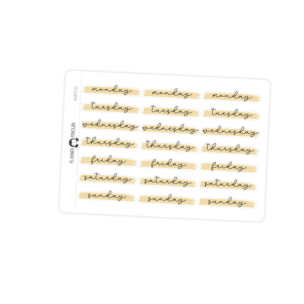 Days of the week Brush Stroke Stickers // #DAYS-10