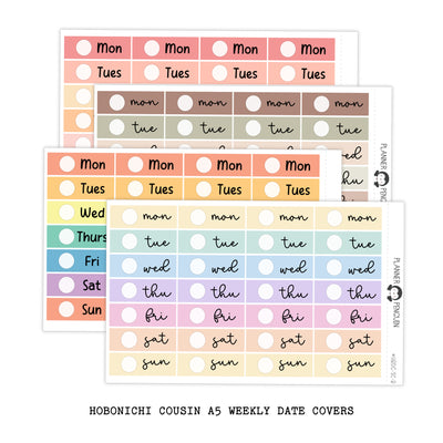 Hobonichi Cousin Date Cover Planner Stickers// Cousin A5// #DC02