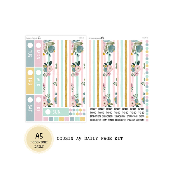 Spring Blooms - Daily Kit - Hobonichi Cousin A5 , A6 orginial Techo // #DK-02