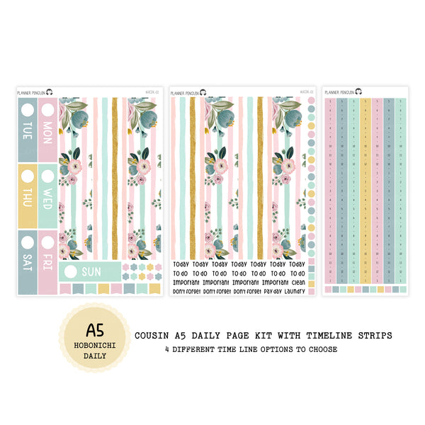 Spring Blooms - Daily Kit - Hobonichi Cousin A5 , A6 orginial Techo // #DK-02