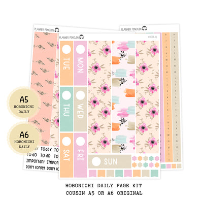 Poppy- Daily Kit - Hobonichi Cousin A5 , A6 orginial Techo // #DK-13
