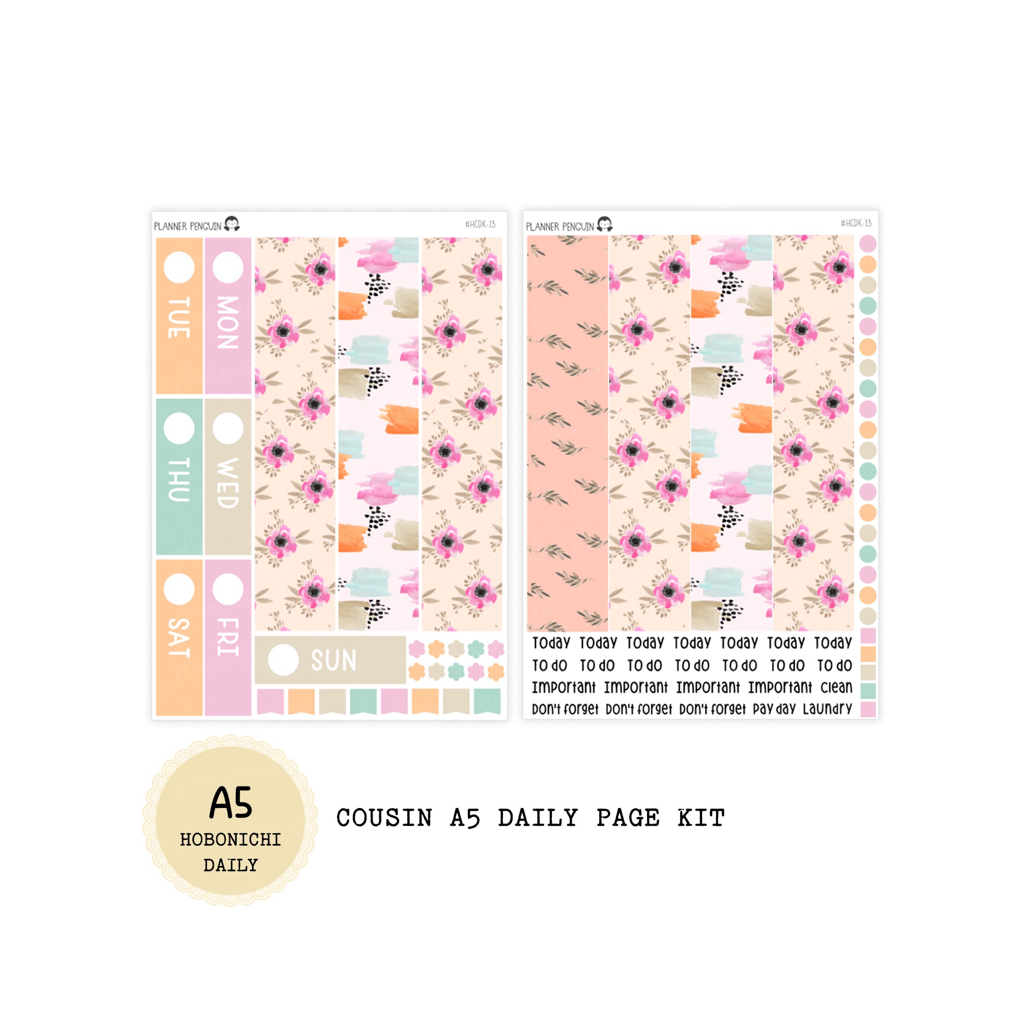 Poppy - Daily Kit - Hobonichi Cousin A5 , A6 original Techo