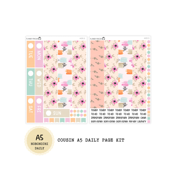 Poppy  - Daily Kit - Hobonichi Cousin A5 , A6 orginial Techo // #DK-13