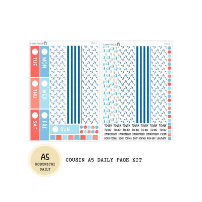 Nautical - Daily Kit - Hobonichi Cousin A5 , A6 orginial Techo // #DK-14