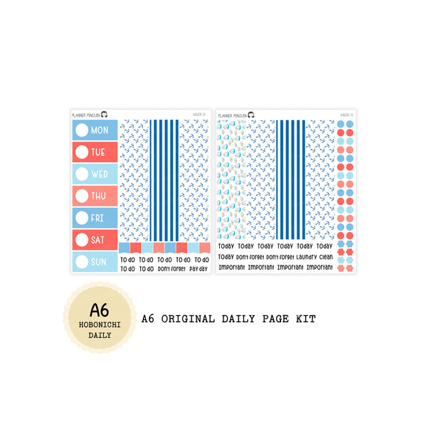 Nautical - Daily Kit - Hobonichi Cousin A5 , A6 orginial Techo // #DK-14
