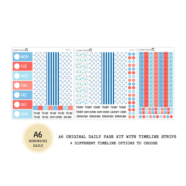 Nautical - Daily Kit - Hobonichi Cousin A5 , A6 orginial Techo // #DK-14