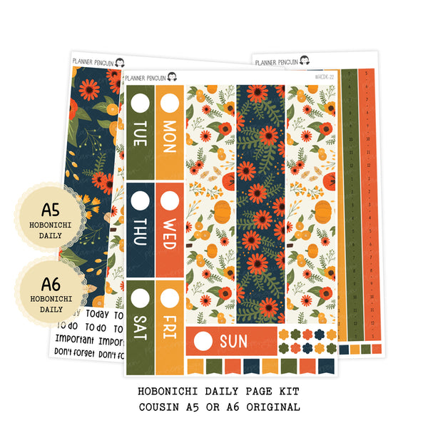 Foxy Fall  - Daily Kit - Hobonichi Cousin A5 , A6 orginial Techo // #DK-22