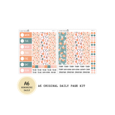 Peach Floral - Daily Kit - Hobonichi Cousin A5 , A6 orginial Techo // #DK-24