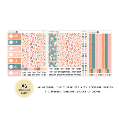 Peach Floral - Daily Kit - Hobonichi Cousin A5 , A6 orginial Techo // #DK-24