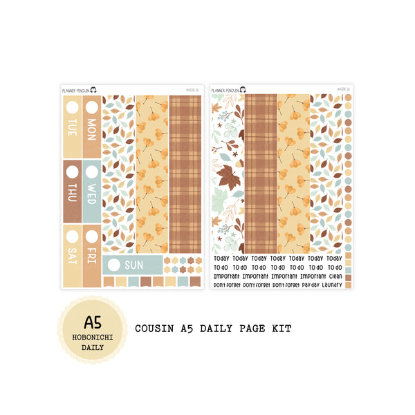 Fall Floral - Daily Kit - Hobonichi Cousin A5 , A6 orginial Techo // #DK-26