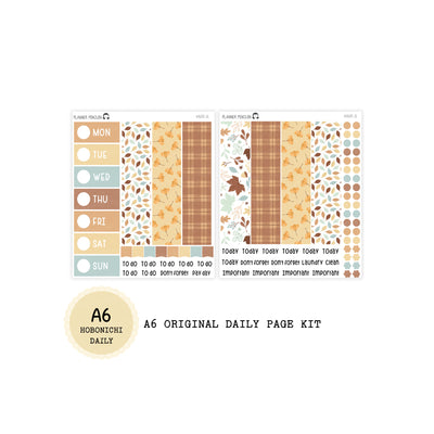 Fall Floral - Daily Kit - Hobonichi Cousin A5 , A6 orginial Techo // #DK-26