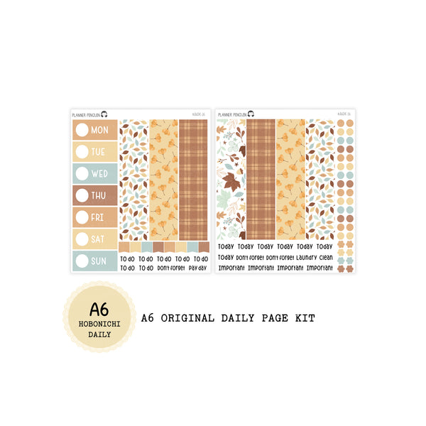 Fall Floral - Daily Kit - Hobonichi Cousin A5 , A6 orginial Techo // #DK-26
