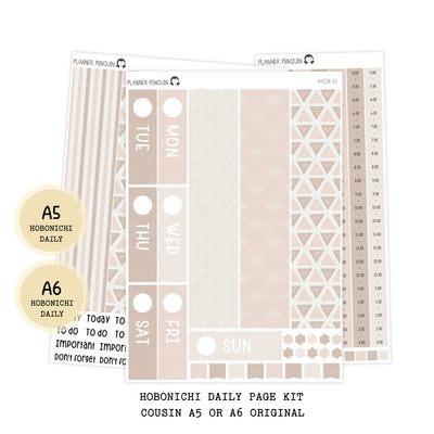 Beige Neutral - Daily Kit - Hobonichi Cousin A5 , A6 orginial Techo // #DK-65