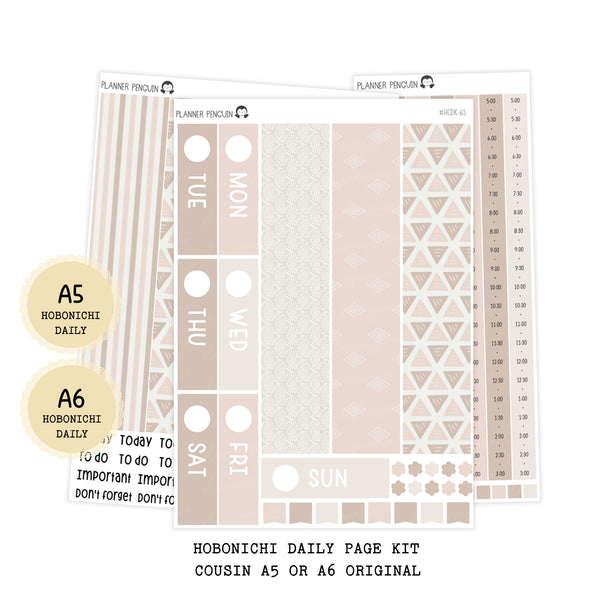 Beige Neutral - Daily Kit - Hobonichi Cousin A5 , A6 orginial Techo // #DK-65