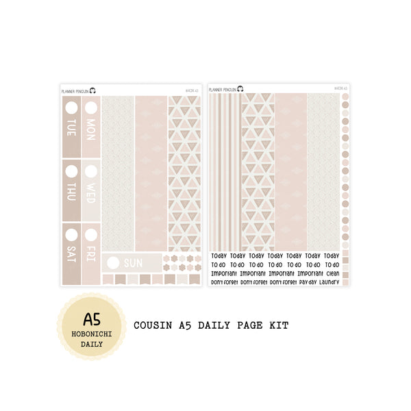 Beige Neutral - Daily Kit - Hobonichi Cousin A5 , A6 orginial Techo // #DK-65