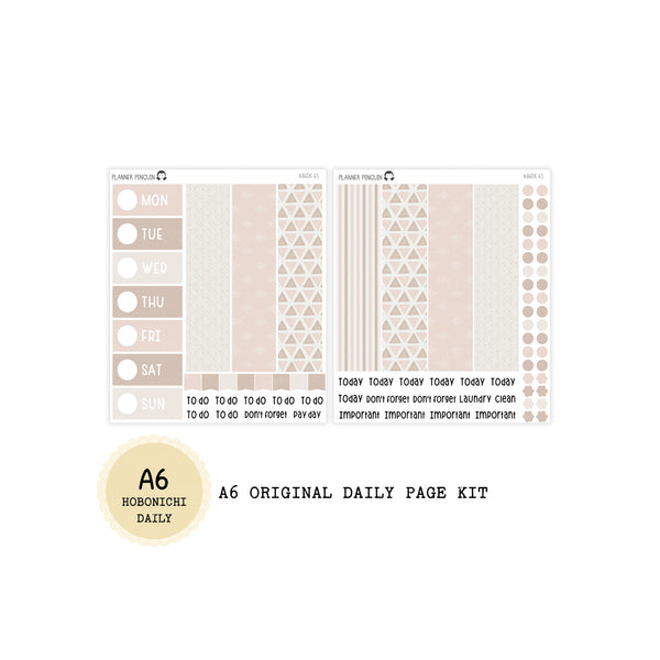 Beige Neutral - Daily Kit - Hobonichi Cousin A5 , A6 orginial Techo // #DK-65