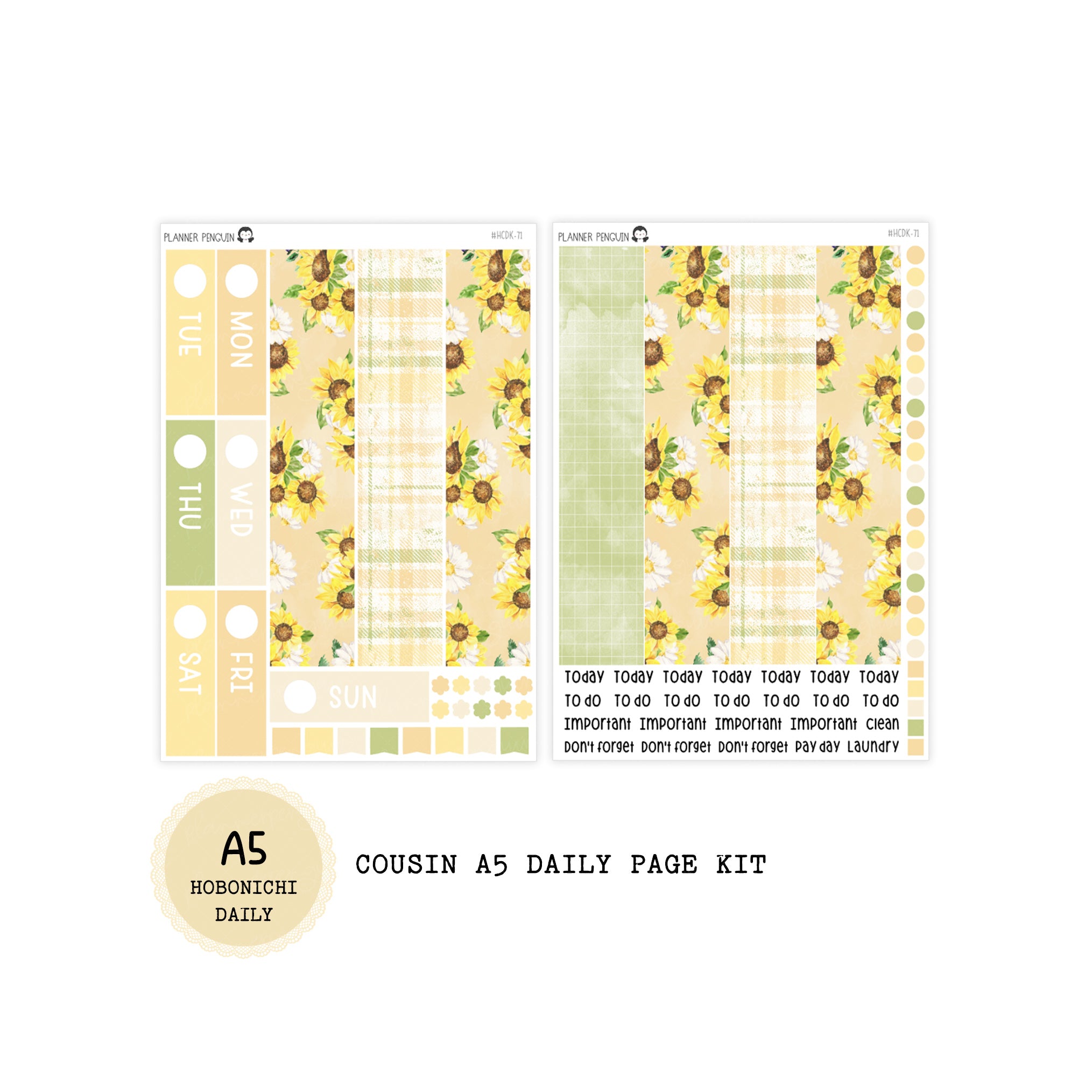 Sunny Bee - Daily Kit - Hobonichi Cousin A5 , A6 original Techo