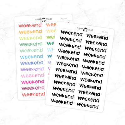 Weekend Small - Chunky Script Stickers // #DS-01