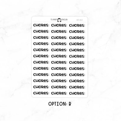 Chores - Chunky Script Stickers // #DS-08