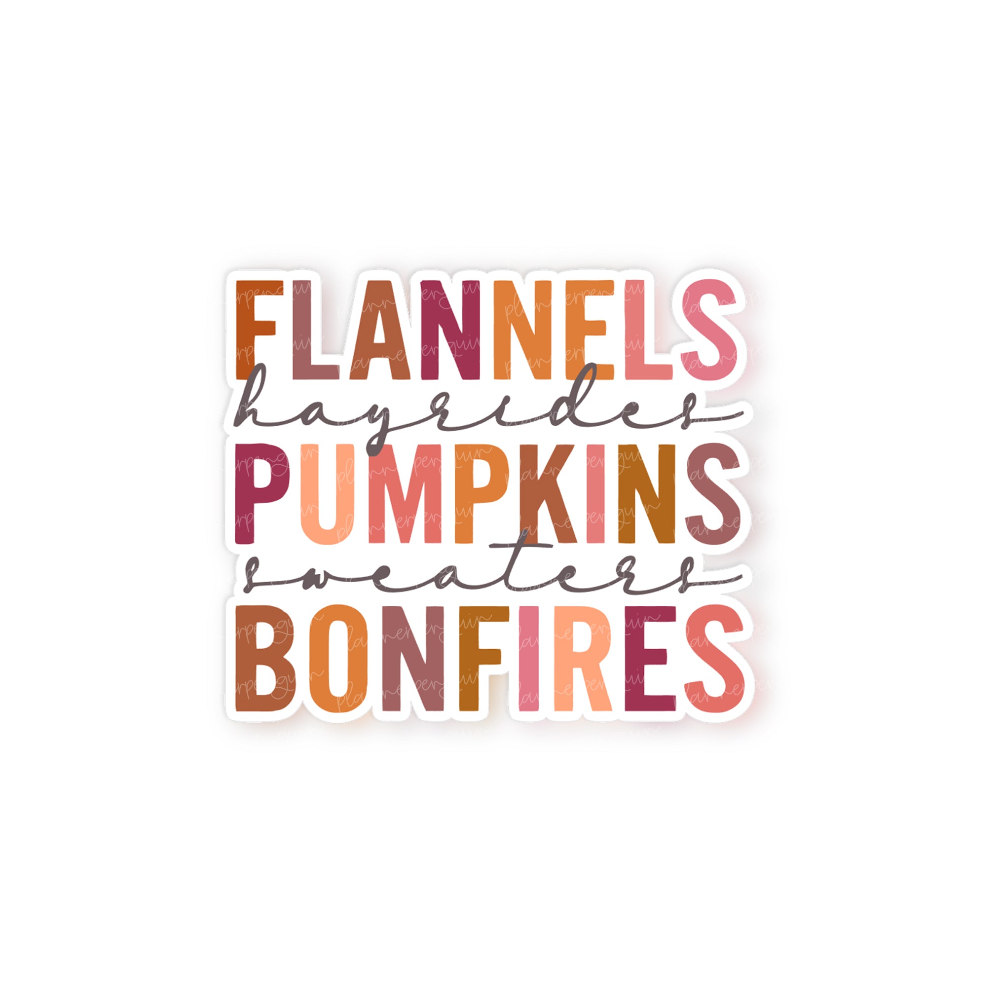 Flannels Hayrides Pumpkins Sweaters Bonfires Die cut stickers // #DC15