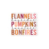 Flannels Hayrides Pumpkins Sweaters Bonfires Die cut stickers // #DC15