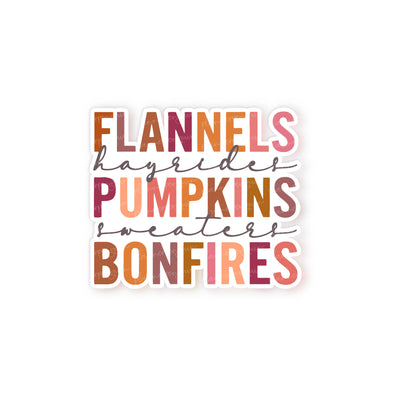 Flannels Hayrides Pumpkins Sweaters Bonfires Die cut stickers // #DC15