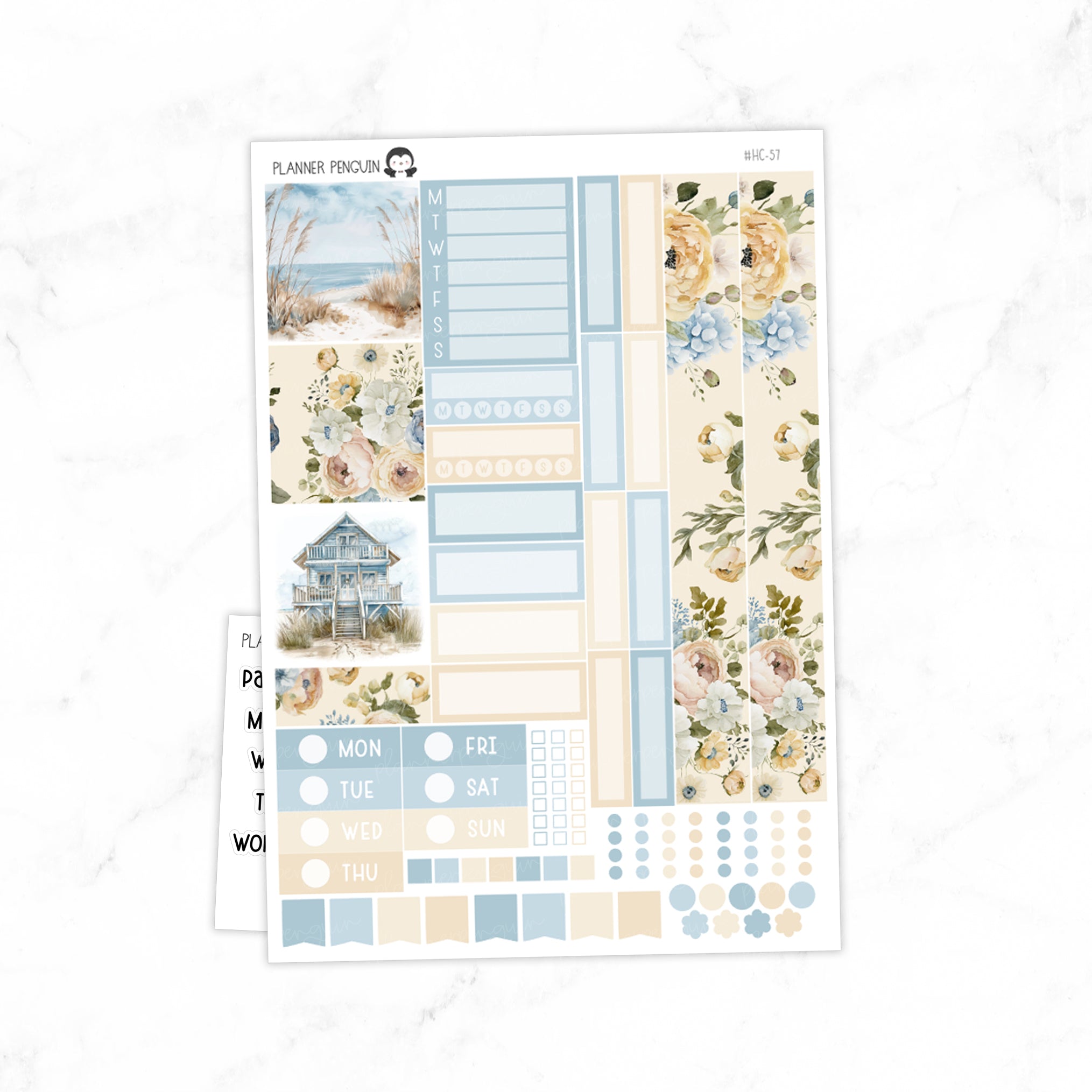 Ocean Breeze Hobonichi Cousin A5 Weekly Sticker Kit // #HC-57