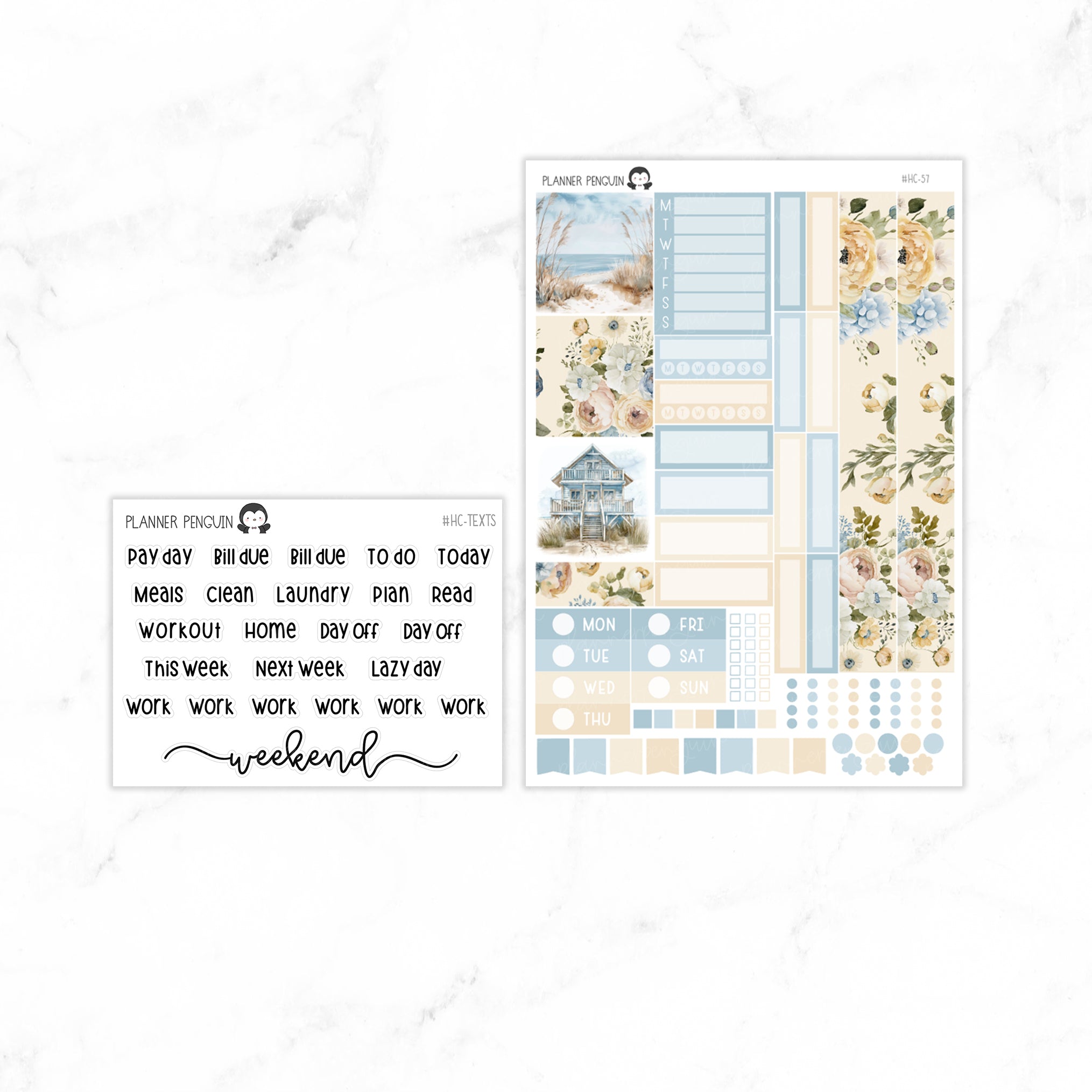 Ocean Breeze Hobonichi Cousin A5 Weekly Sticker Kit // #HC-57