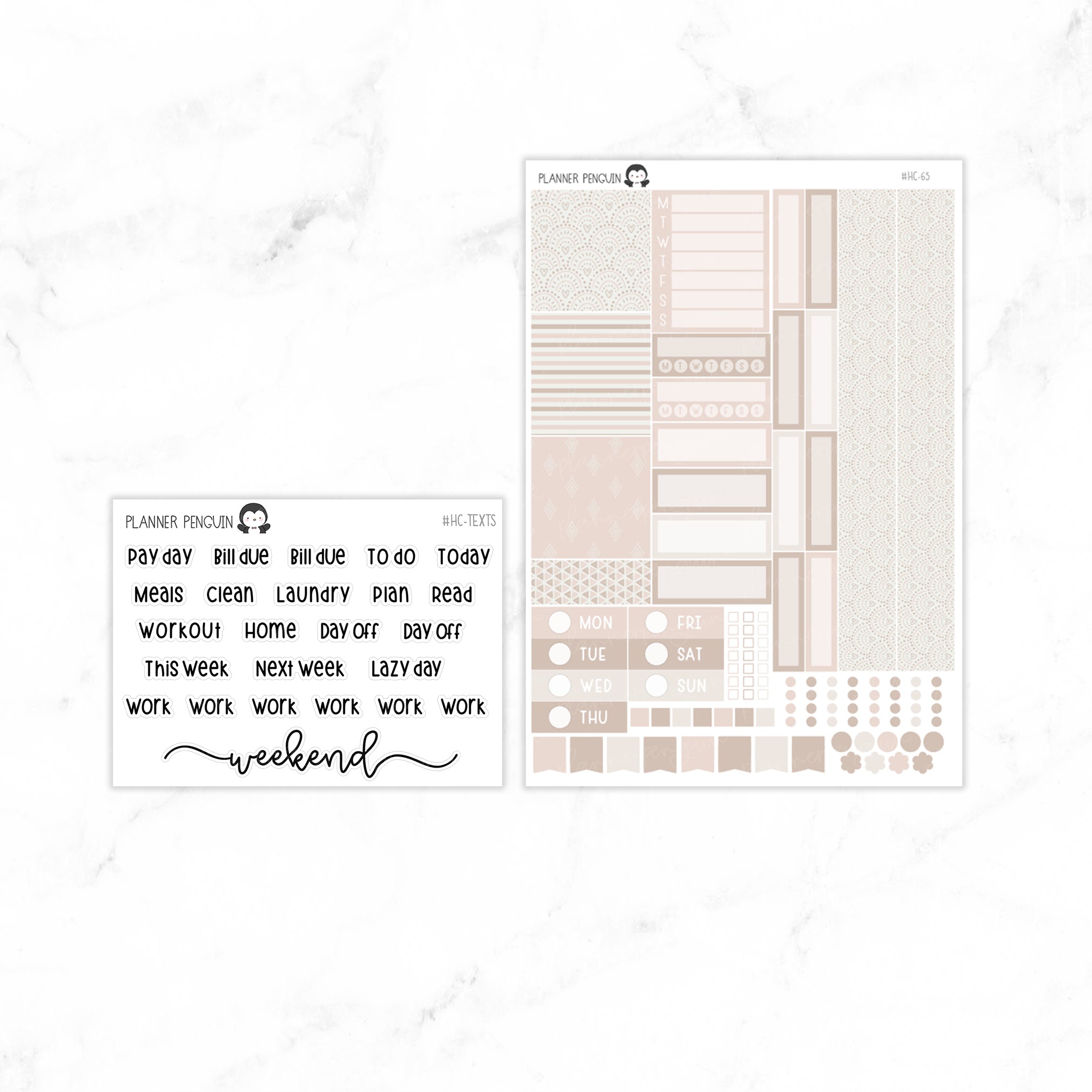 Beige Neutral Hobonichi Cousin A5 Weekly Sticker Kit // #HC-65